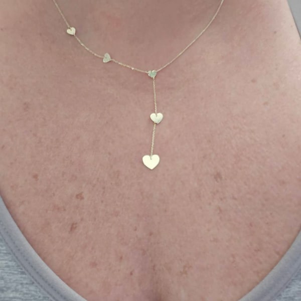 Lariat Heart Necklace in 10K Yellow Gold