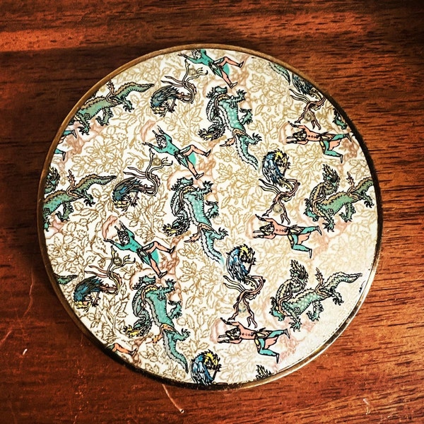 Vintage 1960s Stratton Tiger Lily Flower Enamel Convertible Powder ...