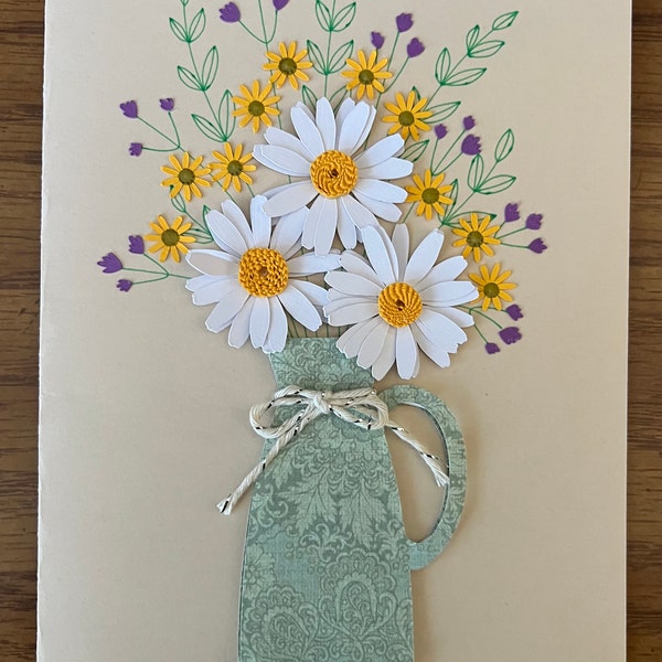 3D Flower Card, Daisy Greeting Card SVG Template for Cricut and ...
