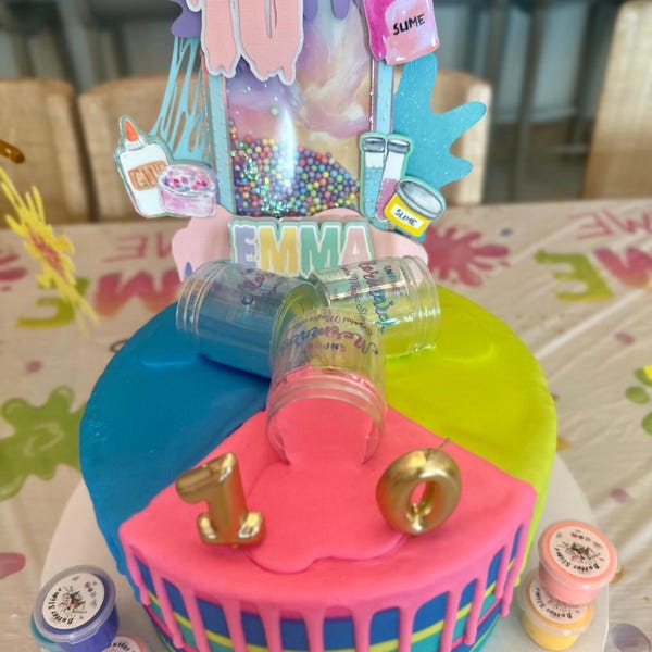 Topper Slime Slime Cake Topper, Slime Theme Cake Topper, Slime Birthday, Slime Cake ...