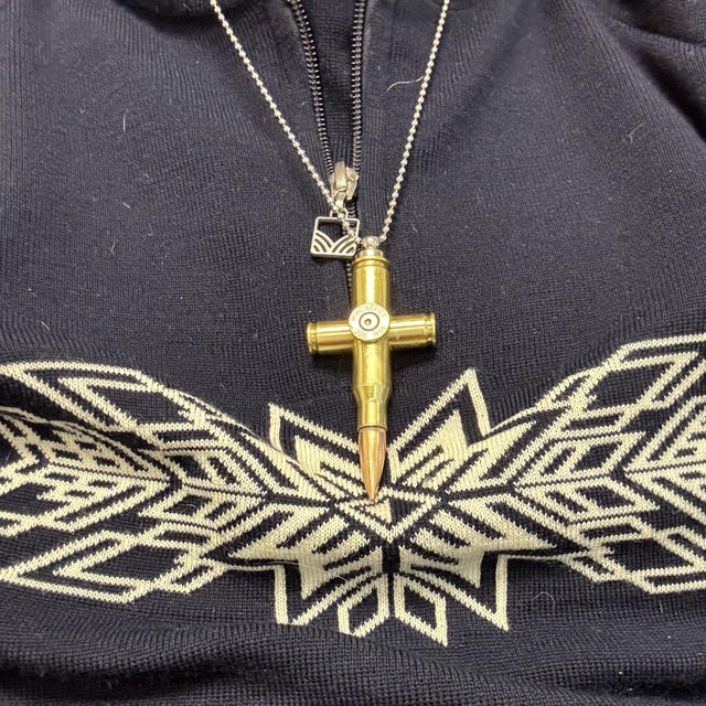 308 / 7.62 X 51 Bullet Cross Necklace, Rearview Mirror