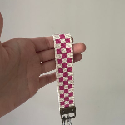 Checkerboard Pattern Keychain Wristlet / Key Fob / Checker Print ...
