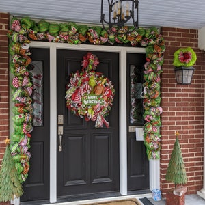 Whimsical Christmas Garland Red and Green Door Garland Christmas Door ...