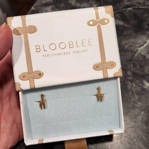 Customer photo, Giraffe Stud Earrings