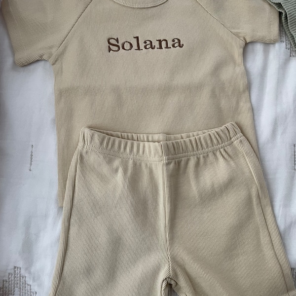Summer Personalised Child Ribbed Sets | Embroidered Kids Sets ...