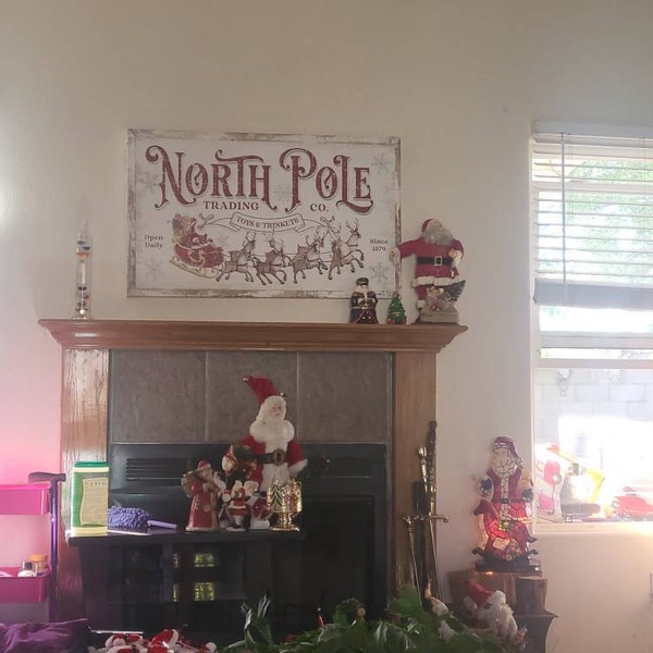 Large Christmas Wall Art, North Pole Christmas Canvas Wall Art, Holiday ...