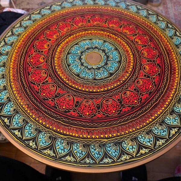 Artistic Side Table /end Tables - Hand Painted + Handmade Paisley ...