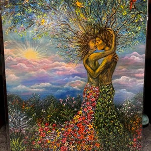 Nature's Everlasting Love Art Print, Lovers, Birds, Couple, Kiss