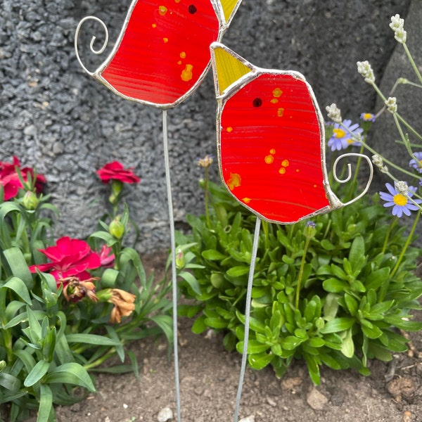 Biene aus Glas, Gartenstecker, orange, Garten Geschenk