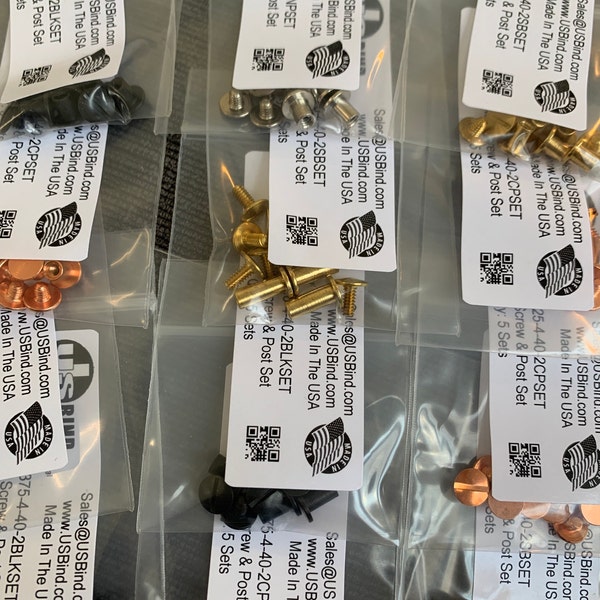 1/8" 3.1mm Mini Chicago Screws & Post W/ Flat Head, Solid Brass, Craft