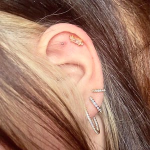 Tiny diamond cz flat back studs earrings  18K gold piercing set, 18g flatback labret, cartilage helix tragus conch earring, gift valentines