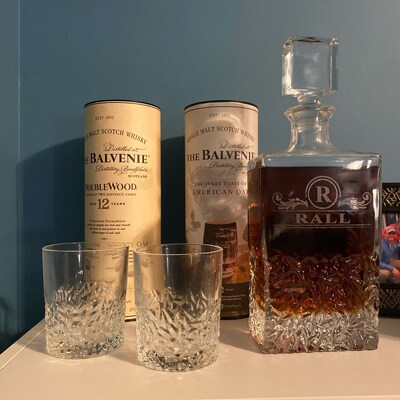 Personalized Decanter Set Bourbon Decanter Whiskey Decanter and Glasses ...