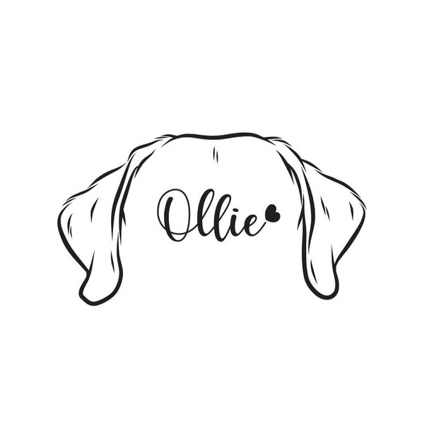 Custom Pet Ear Outline Drawing, Dog Ear Drawing, Pet Ear Tattoo Design