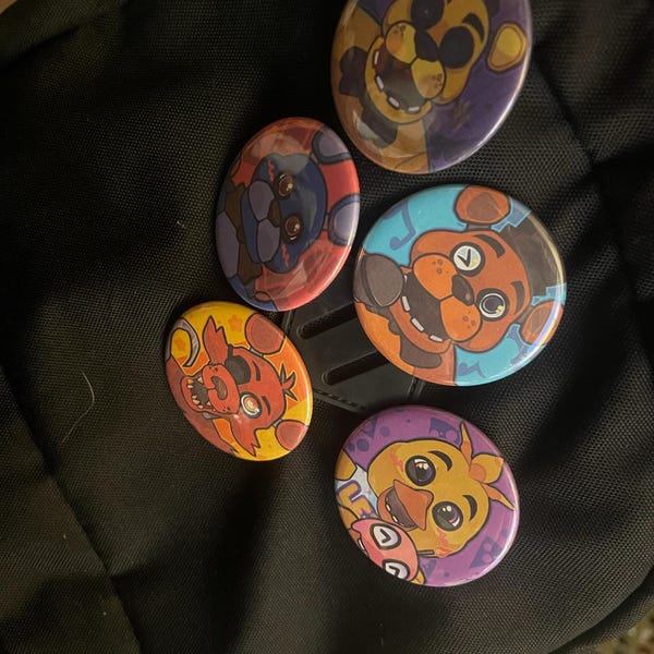 Five Nights at Freddy's Inspired LARGE Pins/buttons (freddy, Chica ...