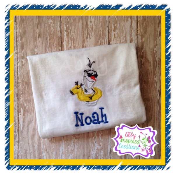 Frozen Olaf Cold Snowman Swim Applique Machine Embroidery Design ...
