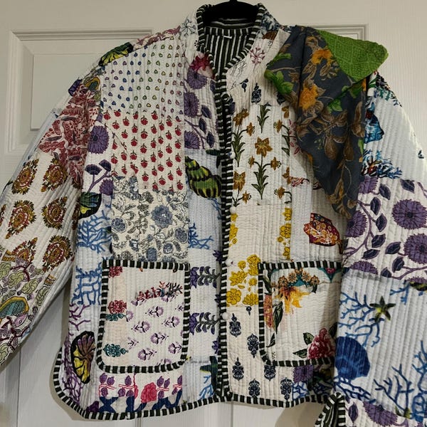 Patchwork Cotton Quilted Jacket Bohemian Winter Wear Coat Reversible ...