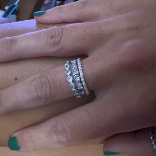 Sparkle Sterling Stacking Ring/sterling Silver/ Stacking Rings/ Midi ...