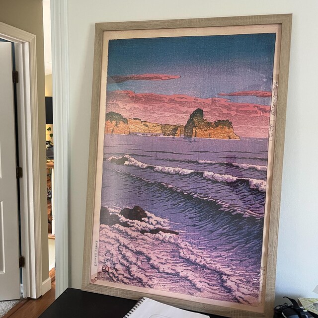 送料無料　原画「朝もやの海辺」 Kawase Hasui (1883-1957) Morning Sea at Shiribeshi