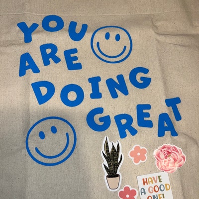 You Are Doing Great Smiley Tote Bag L Smiley Face Market Tote Bag L ...