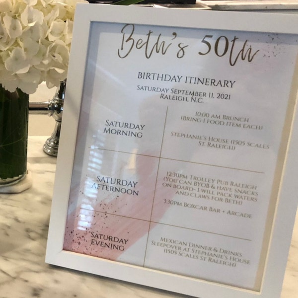 Printable Birthday Itinerary Template, Editable Birthday Itinerary ...