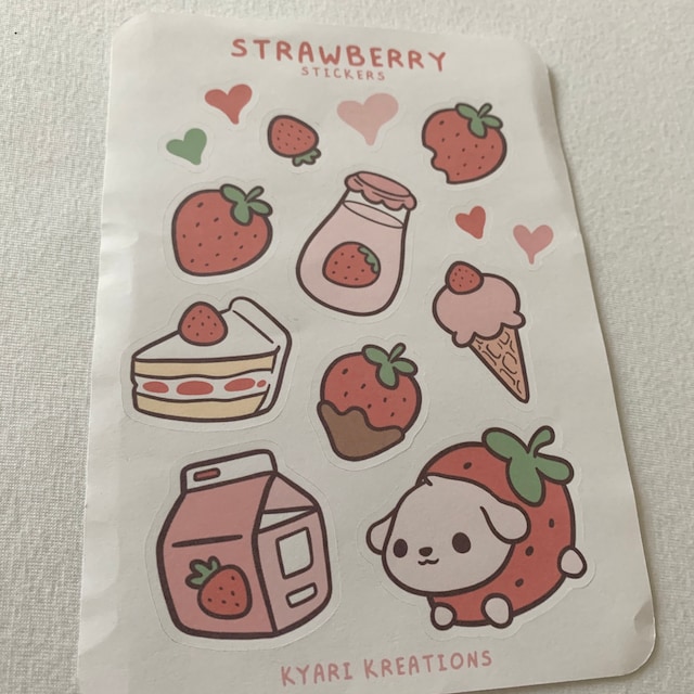 Pink Strawberry Kawaii - Die-Cut Stickers – alkami-18b2