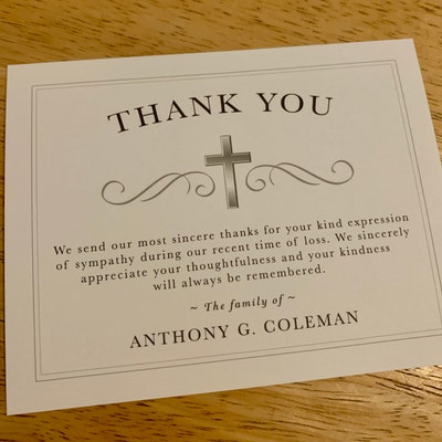 Sympathy Acknowledgement Cards, Funeral Thank You and Bereavement Notes ...