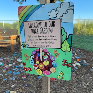 Rock Garden Sign School Rock Garden Welcome Sign Kindness Rocks School ...