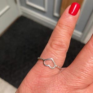 Sterling Silver Open Heart Ring Beaded Band - Etsy