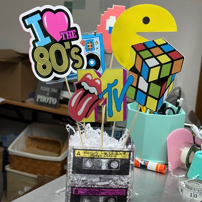 80's Party Decor Vintage DIGITAL File Retro Music TV Decor Eightys Birthday Bunting & Cupcake ...