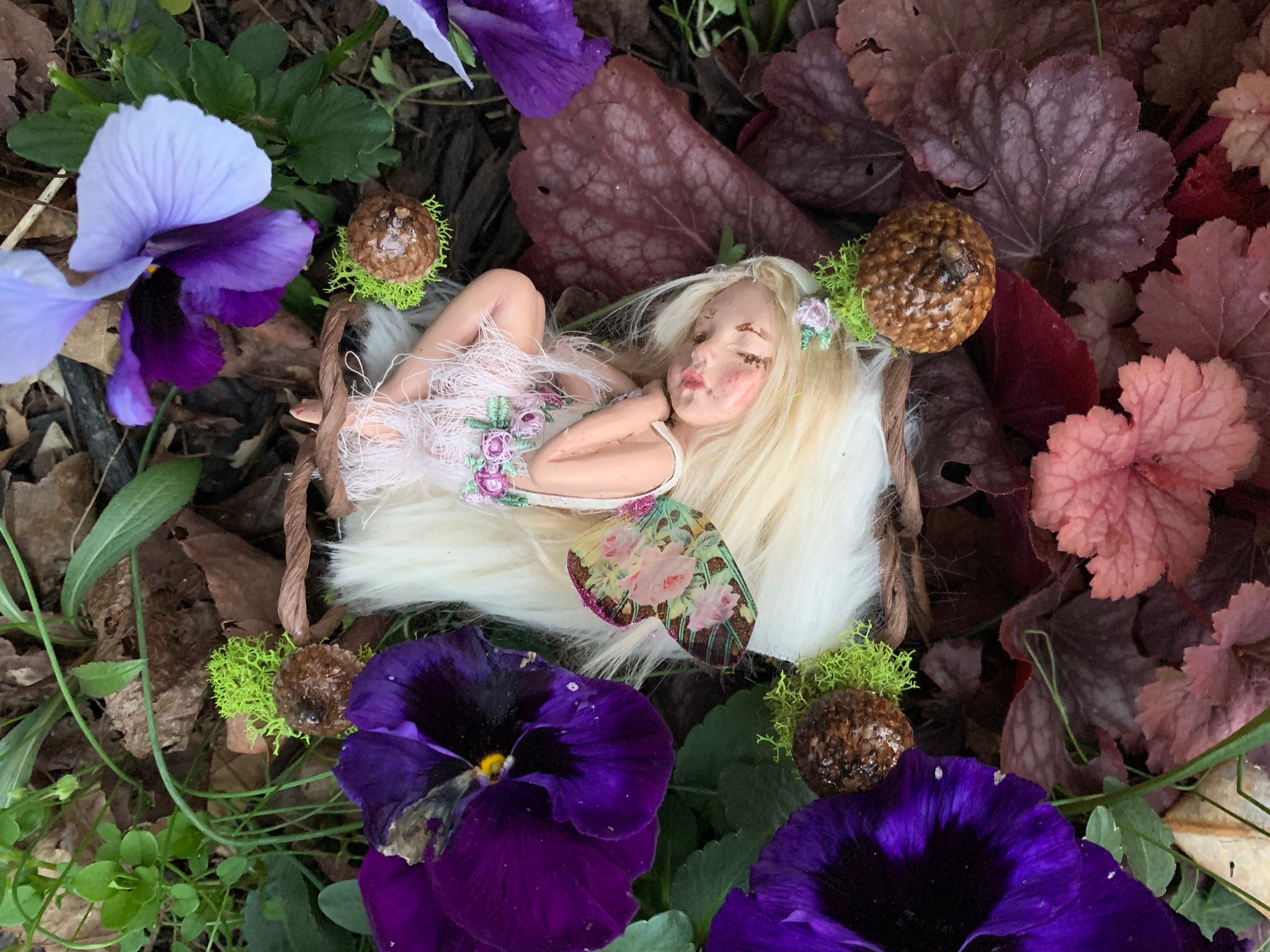 Tiny Fairy Bed, OOAK Fairy Bed, Fairy Accessories, Fairy Furniture