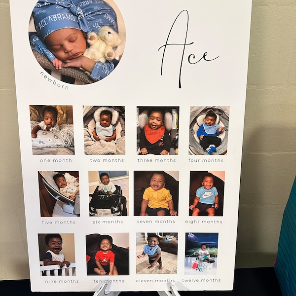 Printable One Year of Photo Poster Template, Modern 1st Birthday ...