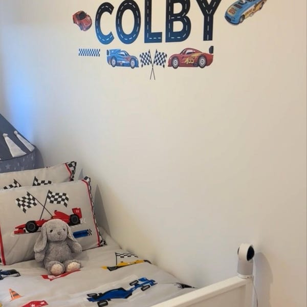Race Cars Wall Decal for Boys Room - Custom Name Car Bedroom Decor ...