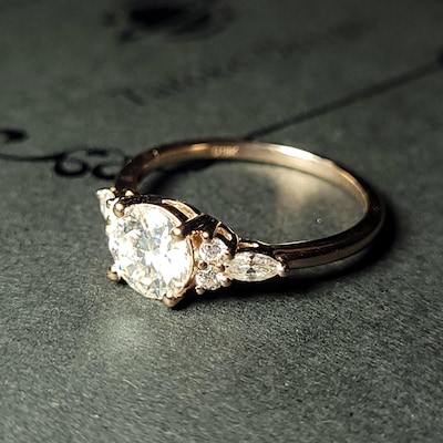 Moissanite Engagement Ring Rose Gold Unique Engagement Ring Women ...