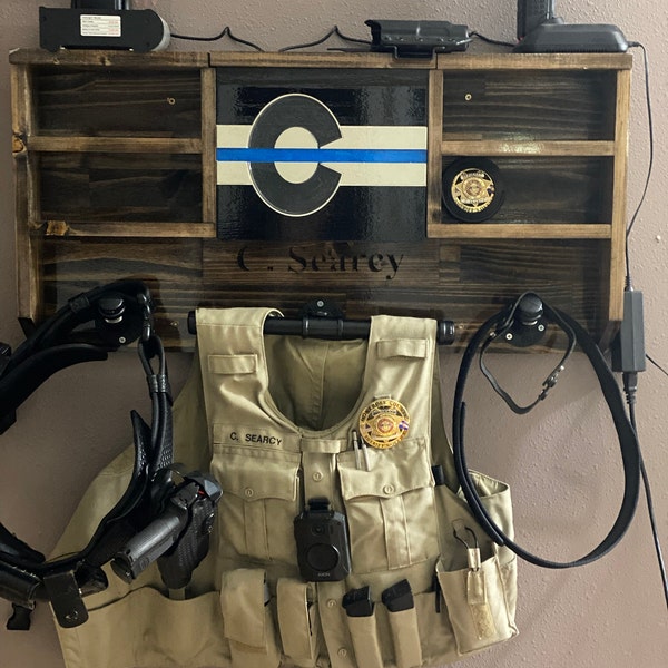 Cop Gear Rack Custom Wall Mounted Duty Rack - Police Gear - Duty Gear Rack - EDC ...