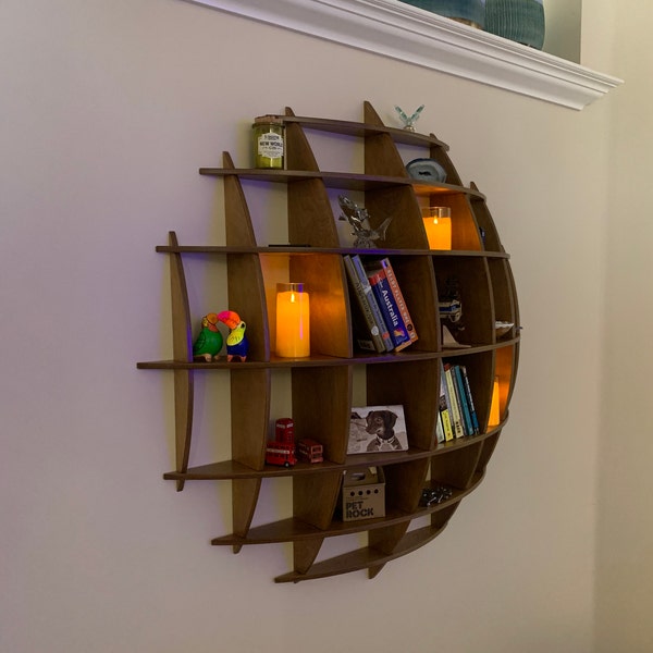 Floating Wall Shelf, Round, Sphere, Shelving Unit - Etsy - Texturved Glass Spheres Wall Shelves