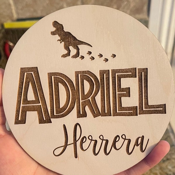 Dinosaur Baby Name Announcement Sign: Wooden Birth Stat Sign - Etsy
