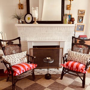 Sister Parish Serendipity Roman Shade with Samuel & Sons Grosgrain Ribbon Trim (fabric in Blue Red, trim in Scarlett- comes in other colors)