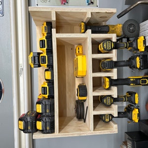 Factory Crafts Cordless Drill Tool Holder Organization Storage Rack Wood  Shelf Case Organizer 10-Slot Birch Plywood