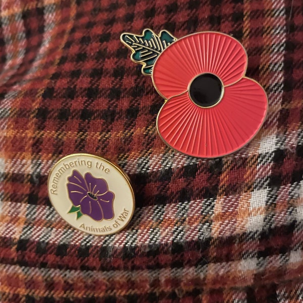 Purple Flower Remembrance Dog Badge Pin Lest We Forget Animals In - Foto 4