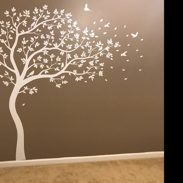 Nursery Wall Decals White Tree Wall Decal Large Tree Wall Decal Wall ...