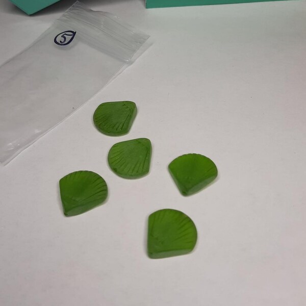 Large Sea Glass Shell Shaped Focal Beads 3pcs,sea Glass Scallop Shell ...