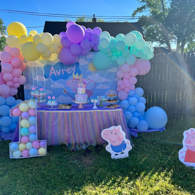 Toile De Fond Anniversaire Rose Thème Cochon - Décoration Fête 150x100 Cm, Photo Booth