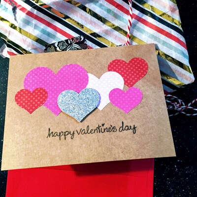Heart Valentine Card Set Heart Valentine Handmade - Etsy