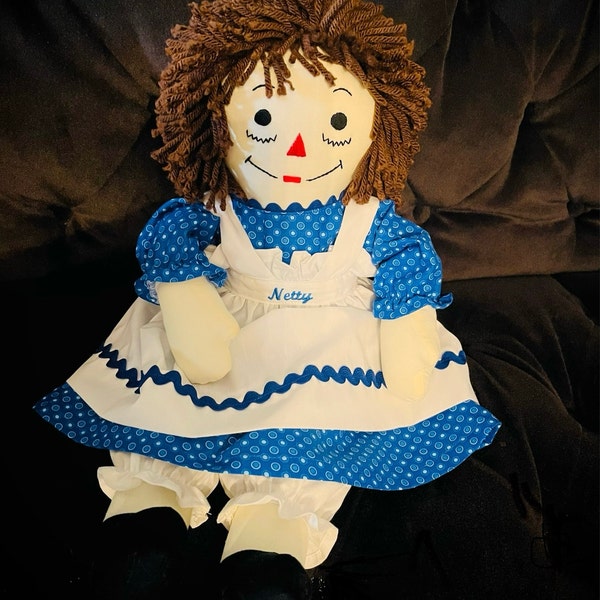 25 Inch Raggedy Ann African American Ladybug Dress Red Haired Doll ...