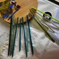 Lampadario In Vetro Rosso Con Decori In Oro - Foto 6