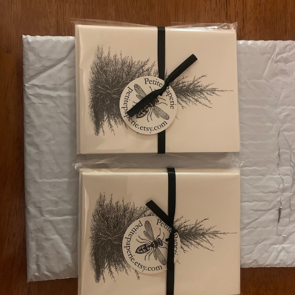 Pine Tree Note Card Set of 10 in White or Light Ivory With Matching ...