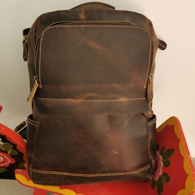 Vintage Leather Backpack Brown Leather Backpack Rucksack - Etsy