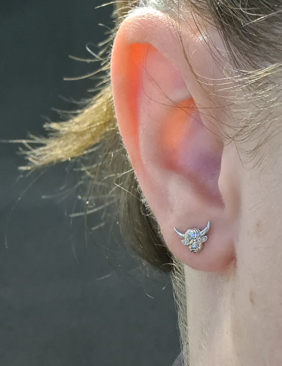 Highland Cow Stud Earrings in Sterling Silver, Silver Gold or Rose Gold, Cow Stud, Bull Earrings, Small Cow Stud, Scotland, Scottish