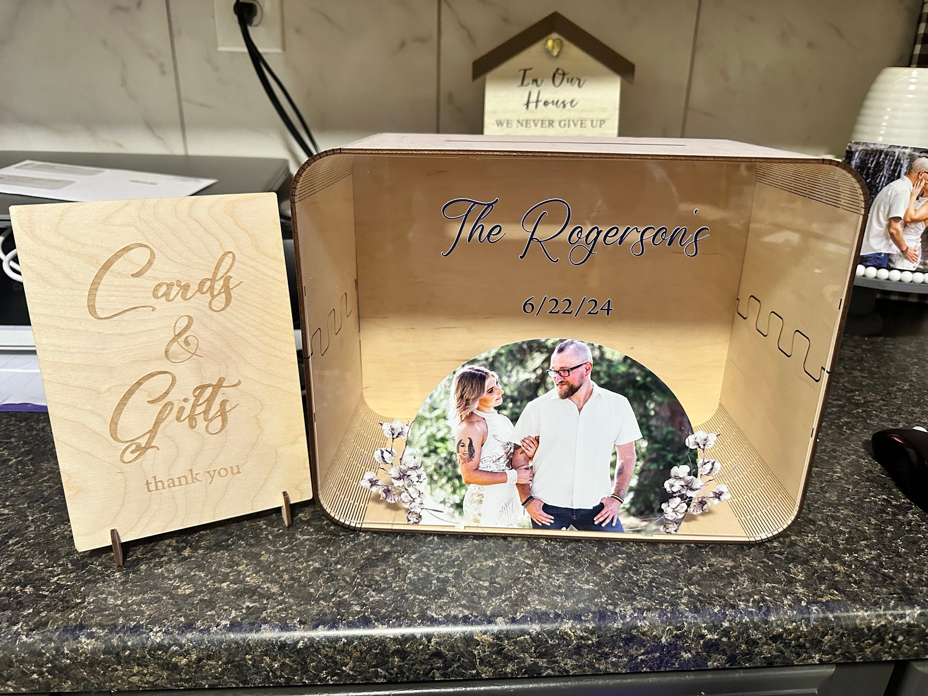 Personalisierte Hochzeitskartenbox mit Schlitz, Gewölbte Hochzeitsumschlagbox, Abschlusskartenbox, Hochzeitsgeschenkkartenbox, Hochzeitsspardose
