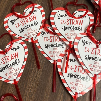 Editable Valentine's Card Template Ex-straw Special SOLID - Etsy